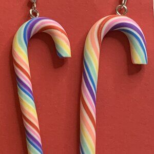 Candy Cane Earrings, Christmas Earrings, Holiday Earrings, Funny Food Earrings